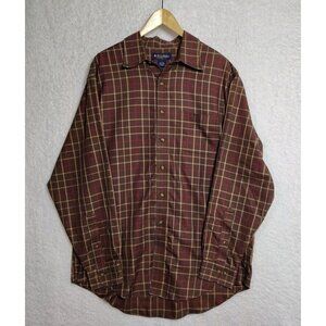 Brooks Brothers Long Sleeve Button Shirt Men's L Plaid Non-Iron Brown